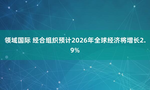 领域国际 经合组织预计2026年全球经济将增长2.9%
